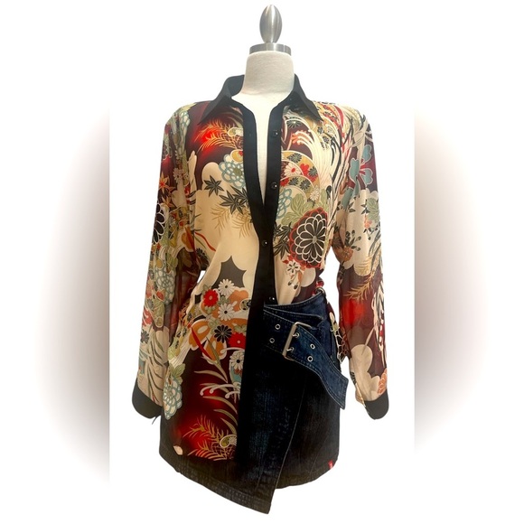 Floral Print Women's Sheer Blouse - Picture 4 of 6
